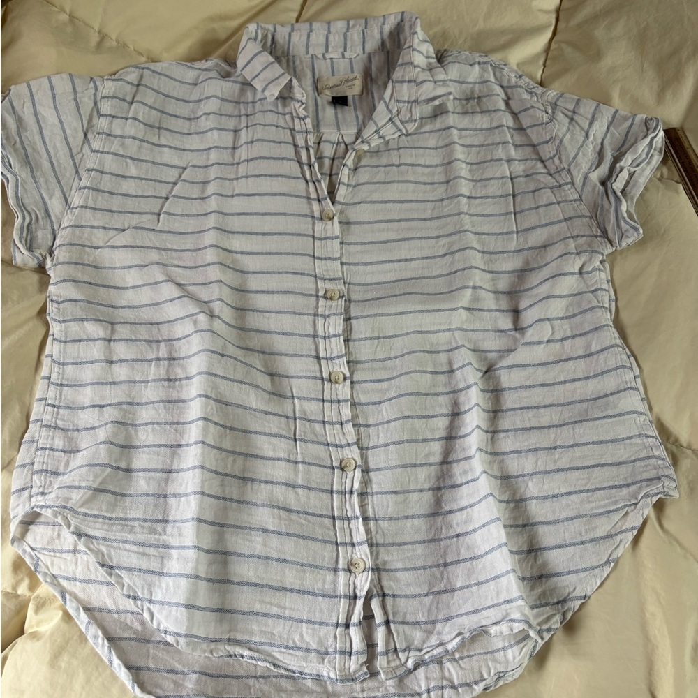 Universal Thread White Shirt with Blue Pinstripes